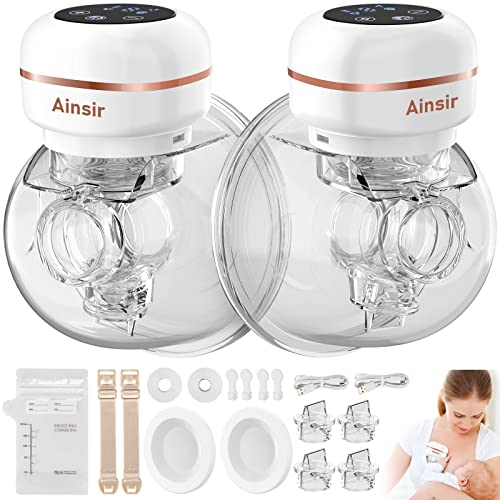 Wearable Breast Pump,Hands Free Breast Pump,Breast Pump,LED Display,Low Noise &Painless Breastfeeding,3 Modes & 9 Levels,Electric Breast Pump,2Pack