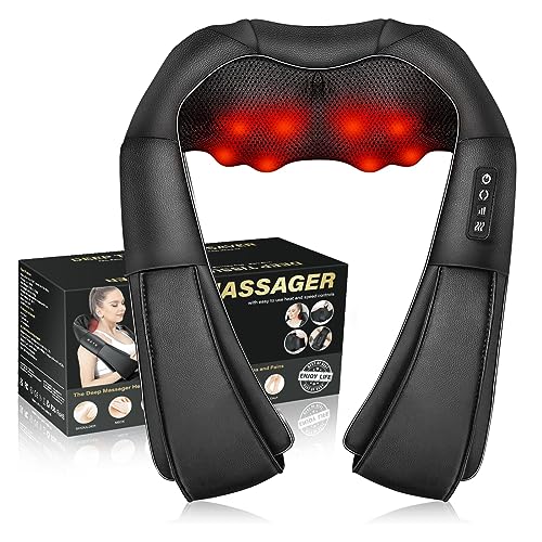 WERTYI Shiatsu Neck Massager, Electric Neck and Back Massager with Heat, 3D Kneading Massage Pillow for Neck, Back, Shoulder, Muscle Pain Relief, Office & Home & Car Use, Gifts for Parents