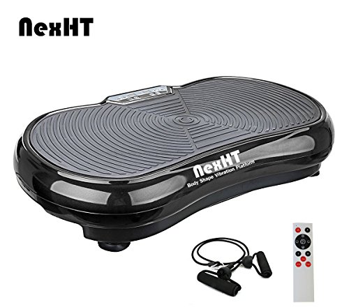 NexHT Fitness Vibration Platform Whole Body Shape Exercise Machine(89006A),Vibration Plate,Fit Massage Workout Trainer with Two Resistance Bands &Remote Controller,Max User Weight 330lbs.Black