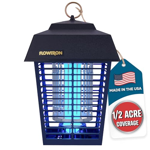Flowtron Electric Bug Zapper 1/2 Acre Outdoor Insect Control with Dual Lure Method, 15W UV Light & Octenol Attractant for Fly & Mosquito, 5600V Kill Grid, Made in USA, UL Certified
