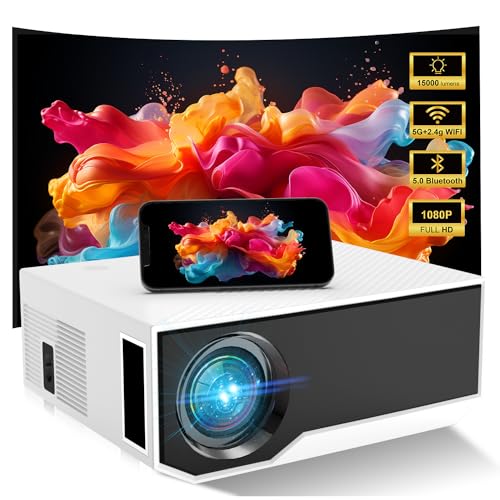 Projector with WiFi and Bluetooth, CoolEeve 1080P HD Full 14000Lumens Portable Video Movie Projector for Home Theater, Compatible with TV Stick/iOS/Android/PC/HDMI/AV/USB