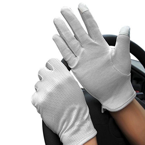 Mens Driving Gloves Summer UV Sun gloves Non Slip Touchscreen Cotton Gloves Outdoor Sunblock Gloves for Cycling Motorcycle (gray)