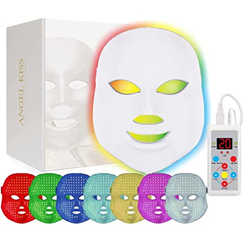 Angel Kiss Led Face Mask Light Therapy, 7 Color Blue & Red Light Therapy for Face, Led Facial Treatment Skin Care Photon Mask for Anti-Aging Wrinkle Removal Skin Rejuvenation, Best Gifts for Women