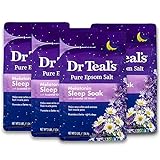 Dr Teal's Pure Epsom Salt, Melatonin Sleep Soak with Essential Oil Blend, 3 lb (Pack of 4)