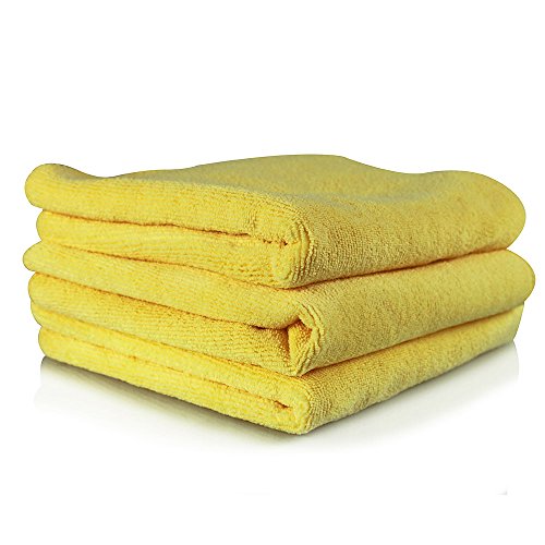 Chemical Guys MIC10303 Microfiber Towel, Great for Cars, Trucks, SUVs, RVs, Home, Pets, & More (Yellow 16' x 16' ) 3 Pack