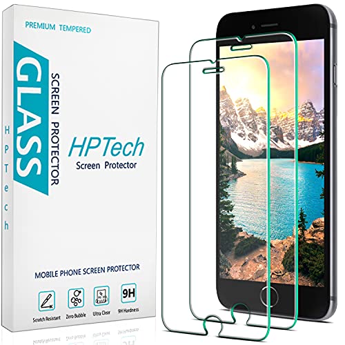 (2 Pack) HPTech Tempered Glass For iPhone SE 2020, iPhone 8, iPhone 7, iPhone 6S, iPhone 6 4.7-Inch Screen Protector, Case Friendly, Easy to Install, Bubble Free