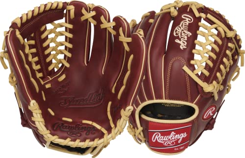Rawlings Sandlot Series Leather Modified Trap-Eze Web Baseball Glove, 11-3/4', Right Hand Throw, 11.75 inch - Trapeze Web - Burgundy