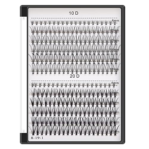 Bodermincer 240pcs C Curl 10D/20D Cluster Eyelashes Mixed, 0.07mm /0.10 mm Mixed,8/9/10/11/12mm,10/11/12/13/14mm,12/13/14/15/16mm/14/15/16/17/18mm/16/17/18/19/20mm and Under Eyelashes Mixed Professional Makeup Individual Cluster Eye Lashes (Mixed 12/13/14/15/16mm and Under Eyelashes)