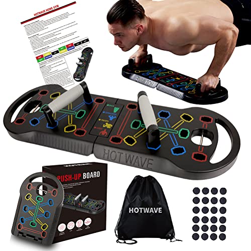 HOTWAVE Push Up Board Fitness, Portable Foldable 20 in 1 Push Up Bar at Home Gym, Pushup Handles for Floor. Professional Strength Training Equipment For Men and Women,Patent Pending