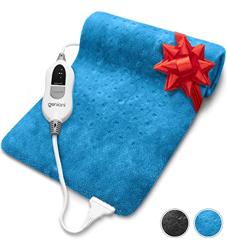 GENIANI XL Heating Pad for Back Pain & Cramps Relief, FSA HSA Eligible, Auto Shut Off, Machine Washable, Heat Pad, Holiday Gifts for All, Gifts for Women, Gifts for Men, Heat Patch (Aqua Blue)