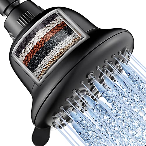 Cobbe High Pressure 7-mode Filtered Shower Head - Luxury Modern Black Look - Shower Head with Filters, 16 Stage Shower Head Filter for Hard Water for Remove Chlorine and Harmful Substances