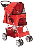 OxGord City Walk N Stride 4 Wheeler Pet Stroller for Dogs and Cats, Scarlet Red