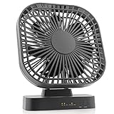 AA Battery Operated USB Desk Fan, 3 Speeds, Extra Quiet, 7-Blade Design, Adjustable Angle, with Timer, Small Personal Fan for Camping, Tent, Car, Dorm and Outdoor Activity