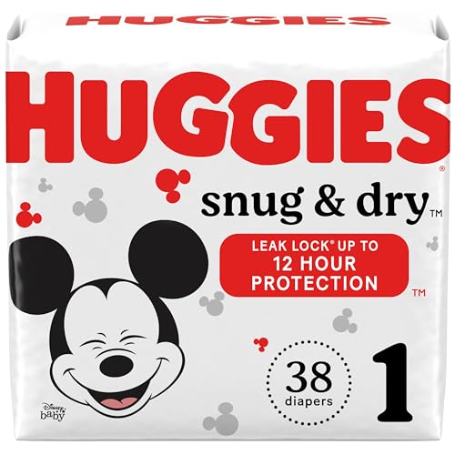 Huggies Size 1 Diapers, Snug & Dry Newborn Diapers, Size 1 (8-14 lbs), 38 Count