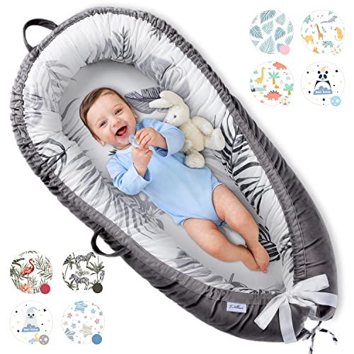 Pillani Baby Lounger for Newborn - Newborn Lounger for 0-12 Months, Breathable & Portable Infant Lounger - Adjustable Cotton Soft Baby Floor Seat for Travel, Baby Essentials - Baby Registry Search
