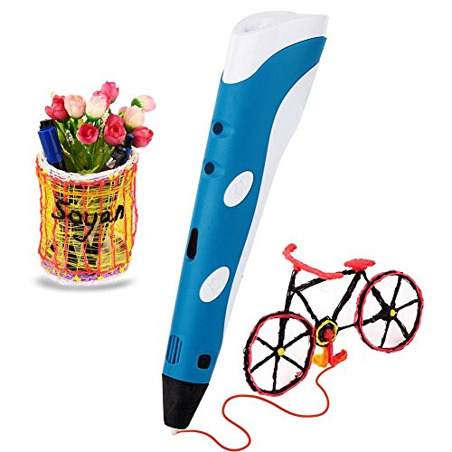 Soyan Standard 3D Printing Pen for Kids, With ABS Filament Sample and Drawing templates (Blue)