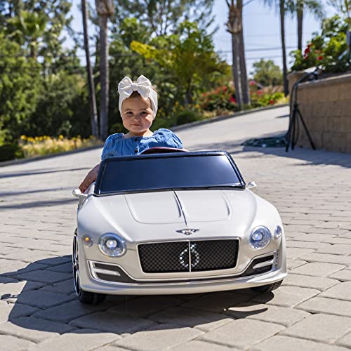 SEHOMY White 12V Electric Kid car with Parent Remote, Bentley Licensed Cars for Kids, Battery Powered Kids Ride on car, 4 Wheels Motorized Vehicles Children Toys, 2 Speeds, LED Headlights, MP3, Aux
