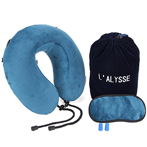 L'ALYSSE Neck Pillow-Memory Foam Airplane Travel Pillow (blue)