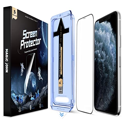 MAGIC JOHN 2 Pack for iPhone 11 Pro/iPhone X/iPhone XS 5.8 inch Tempered Glass Screen Protector, Auto Dust-Elimination Installation, Bubble Free, HD Clear, Easy Installation