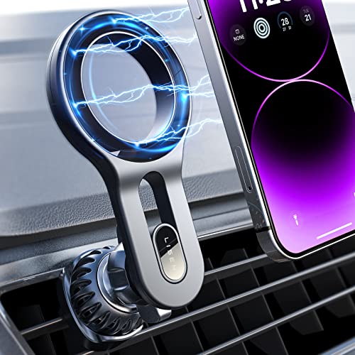 Compatible for MagSafe Car Mount [12 Strong Magnets] LISEN Magnetic Phone Holder for Car [Easily Install] Hands Free iPhone Car Holder Mount Fit for iPhone 14 13 12 Pro Plus Max Mini MagSafe Case