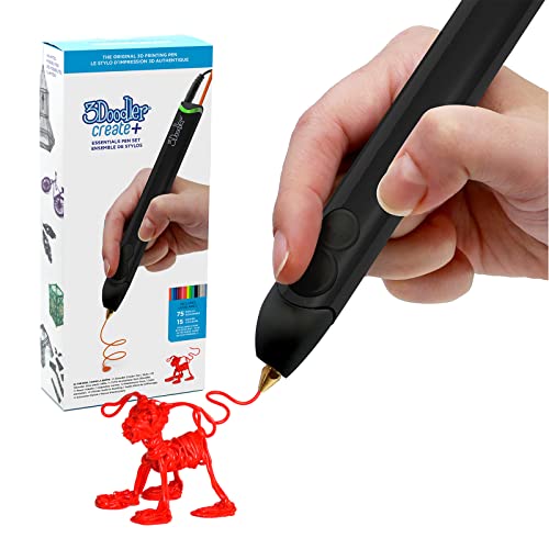 3Doodler Create+ 3D Printing Pen for Teens, Adults & Creators! - Black (2023 Model) - with Free Refill Filaments + Stencil Book + Getting Started Guide