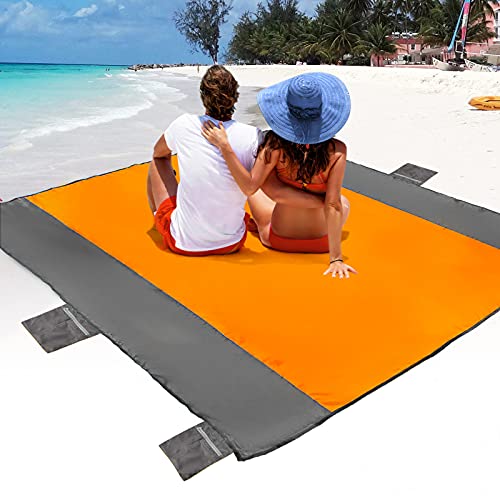POPCHOSE Sandfree Beach Blanket - Large 83'×78', Waterproof & Sandproof, Ideal for 2 Adults, Lightweight, Easy to Clean, with 6 Stakes - Perfect for Beach, Travel, Camping, Hiking, and Picnics