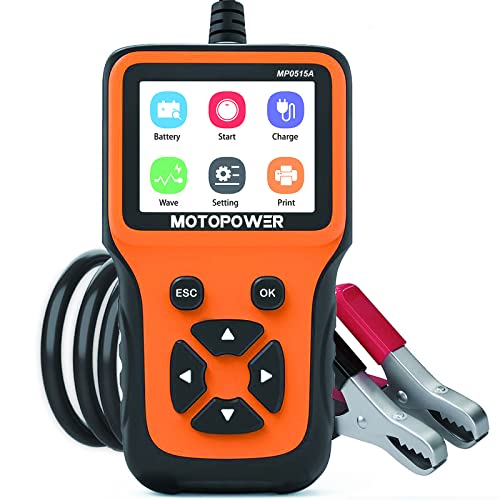 MOTOPOWER MP0515A 12V Car Battery Tester Automotive 100-2000 CCA Battery Load Tester Auto Cranking and Charging System Test Scan Tool Digital Battery Alternator Analyzer