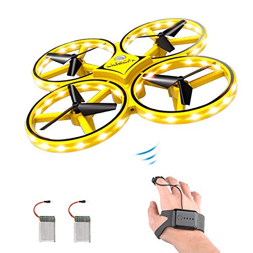 ForBEST Gesture Control Drone Rc Quadcopter Aircraft Hand Sensor Drone with Smart Watch Controlled, 2 batteries, 360° Flips, Led Light, 3 Modes, USB Cable, Best Gift for Kid