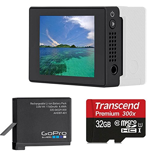 GoPro LCD Touch BacPac for Gopro Hero4 + Gopro GoPro Rechargable Battery for HERO4 with 32GB Micro SD Card Bundle