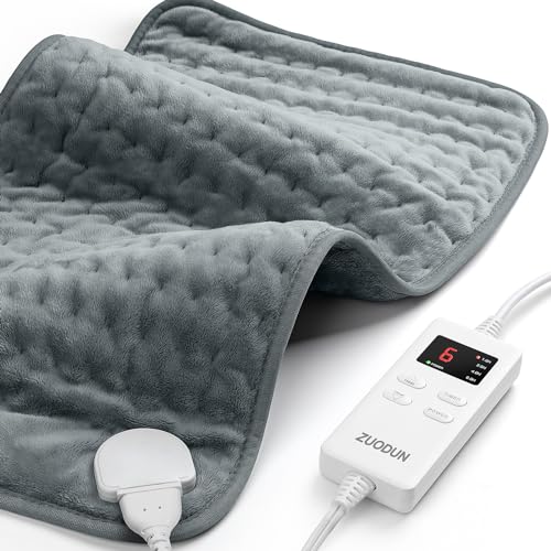 Heating Pad for Back Pain Relief, ZUODUN Electric Heating Pads for Cramps with Auto Shut Off & 6 Heat Levels, Moist Heat Therapy, Machine Washable, LED Controller, Gifts for Women, Men