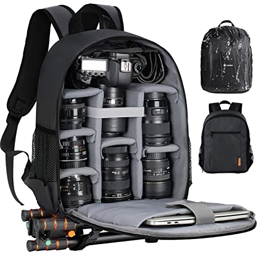 TARION Camera Backpack Bag Small - Professional DSLR Camera Bag with Waterproof Rain Cover Laptop Compartment Photograhy Backpack Case Black TB-S