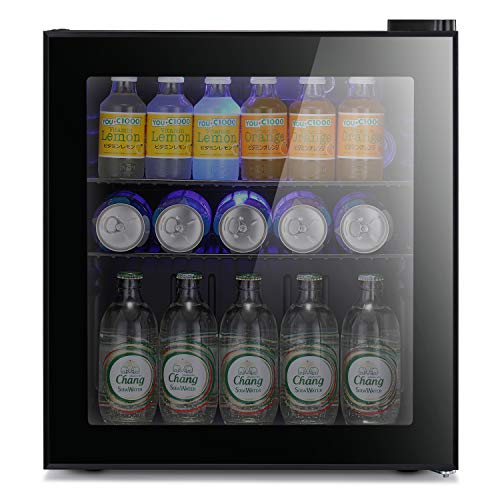 Antarctic Star Mini Fridge Cooler - 70 Can Beverage Refrigerator Glass Door for Beer Soda or Wine – Glass Door Small Drink Dispenser Machine Clear Front Removable for Home, Office or Bar, 1.6cu.ft.