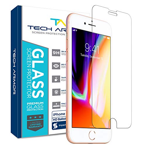 Tech Armor Ballistic Glass Screen Protector Designed for Apple iPhone 6 Plus, iPhone 7 Plus, and iPhone 8 Plus Tempered Glass 1 Pack