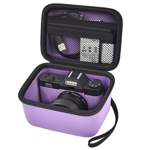 Vlogging Camera Case Compatible with Femivo/for IWEUKJLO/for VETEK/for OIEXI 4K 48MP Digital Cameras for Youtube. Vlog Camera Carrying Storage for Lens, Cable and Other Accessories - Purple