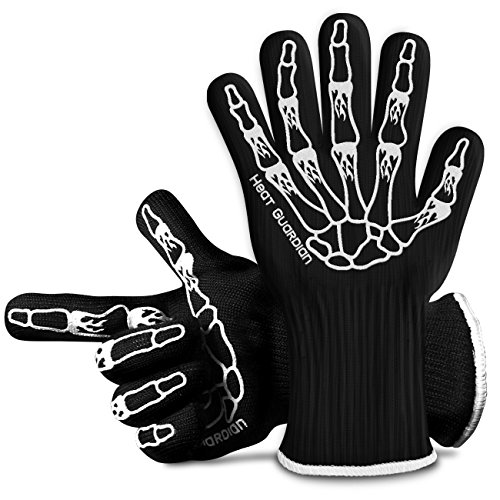 Heat Guardian Heat Resistant Gloves – Protective Gloves Withstand Heat Up To 932℉ – Use As Oven Mitts, Pot Holders, Heat Resistant Gloves for Grilling – Features 5” Cuff for Forearm Protection