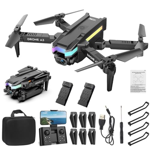 4K Drones with Dual-camera for Adults Beginners Kids - 5G WIFI Camera Drone for 8-12, Beginner with 1 Key Fly/Land/Return, Voice/Gesture/Gravity Controls 360° Flip, Carrying Case & 2 Battery