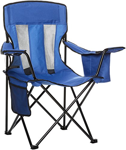 Amazon Basics Folding Mesh-Back Outdoor Camping Chair With Carrying Bag - 34 x 20 x 36 Inches, Blue