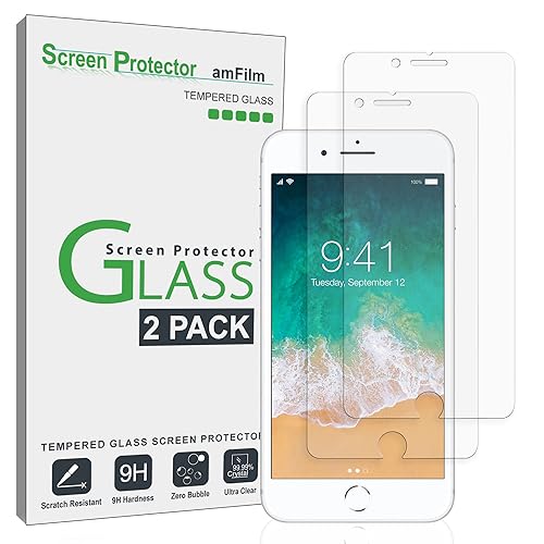 amFilm Screen Protector 4.7“ for Apple iPhone 8, iPhone 7, iPhone SE 3 2022/ SE2 2020, iPhone 6S and iPhone 6 Tempered Glass, 2 Pack