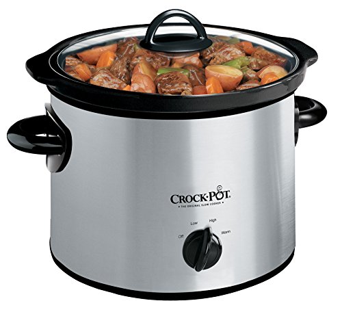 Crock-Pot Small 3 Quart Round Manual Slow Cooker, Stainless Steel and Black (SCR300-SS)