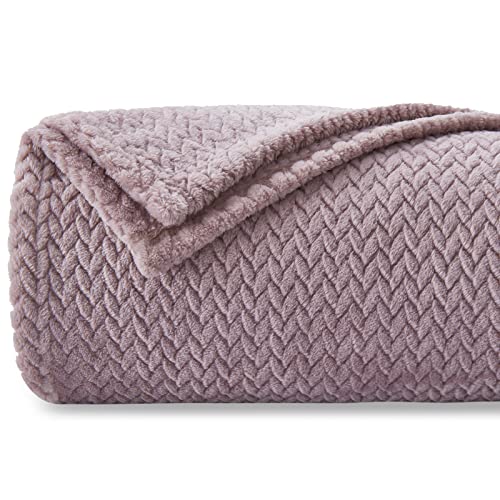 NEWCOSPLAY Super Soft Throw Blanket Light Purple Premium Silky Flannel Fleece Leaves Pattern Lightweight Bed Blanket All Season Use (Light Purple, Throw(50'x60'))