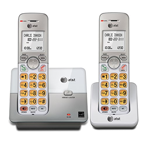 AT&T EL51203 - 2 Handset DECT 6.0 Cordless Home Phone Full-Duplex Handset Speakerphone, Backlit Display, Lighted Keypad, Caller ID/Call Waiting, Phonebook, Eco Mode, Voicemail Key, Quiet Mode,Intercom