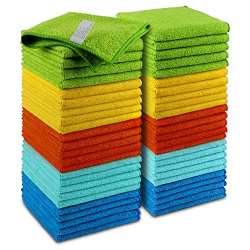 AIDEA Microfiber Cleaning Cloths-50 Pack, Premium All-Purpose Car Cloth, Lint Free, Scratch-Free, Absorbent Cleaning Towel for Cars, SUVs, RVs, Trucks, and Boats Gifts(12in.x12in.)