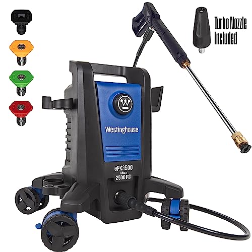 Westinghouse ePX3500 Electric Pressure Washer, 2500 Max PSI 1.76 Max GPM with Anti-Tipping Technology, Onboard Soap Tank, Pro-Style Steel Wand, 5-Nozzle Set, for Cars/Fences/Driveways/Home/Patios