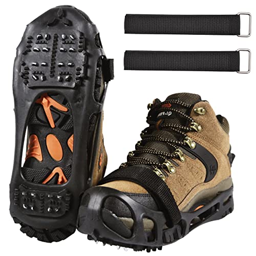 Ice Cleats Snow Traction Cleats 24-Studs Crampons Anti-Slip Shoe Ice Snow Cleats for Walking on Snow and Ice Winter Outdoor Overshoe Rubber Crampons Slip-on Stretch Footwear(XL)