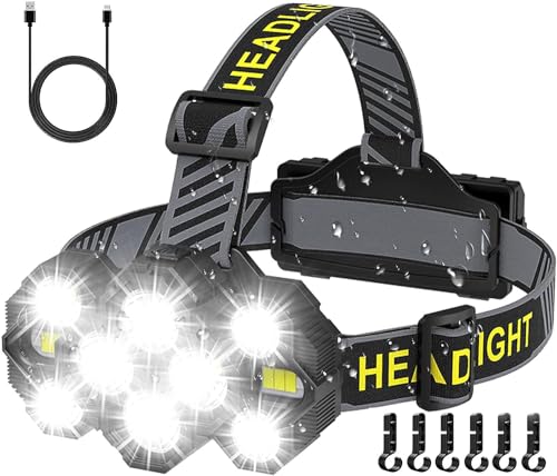 Victoper Headlamp Rechargeable, 22000 Lumen Bright 10 LEDs Head Lamp, 8+2 Modes Head Light with Red Light for Adult, Waterproof Head Flashlight for Outdoor Running, Hunting, Camping, Hiking