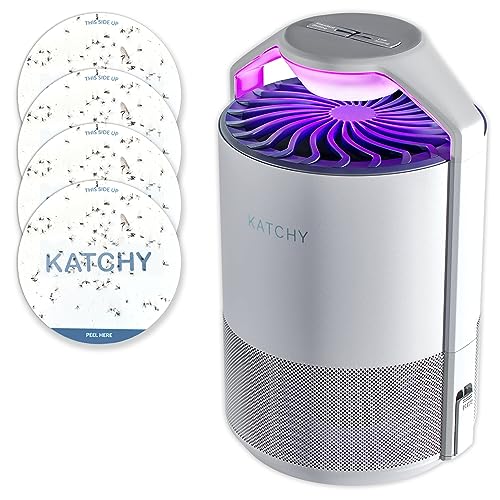 Katchy Indoor Insect Trap - Catcher & Killer for Mosquitos, Gnats, Moths, Fruit Flies - Non-Zapper Traps for Inside Your Home - Catch Insects Indoors with Suction, Bug Light & Sticky Glue (White)