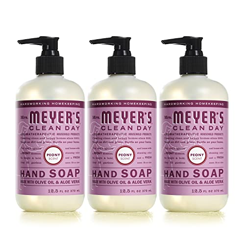 Mrs. Meyer's Clean Day's Hand Soap, Made with Essential Oils, Biodegradable Formula, Peony, 12.5 fl. oz - Pack of 3
