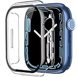 Smiling 2 Pack Case Built in Tempered Glass Screen Protector Compatible with Apple Watch Series 7 41mm, Hard PC Case Ultra-Thin Bumper Overall Protective Cover- Transparent