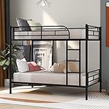 Anwick Bunk Bed,Twin Over Twin Metal Bunk Bed,Metal Bunk Bed Twin with Ladder and Safety Rail Can be Split into 2 Bed(Black)