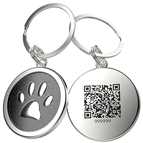 QR Code Pet ID Tags Personalized Dog Tags Pet Online Profile Modifiable, Scan QR Receive Instant Pet Location Alert Email - Black R